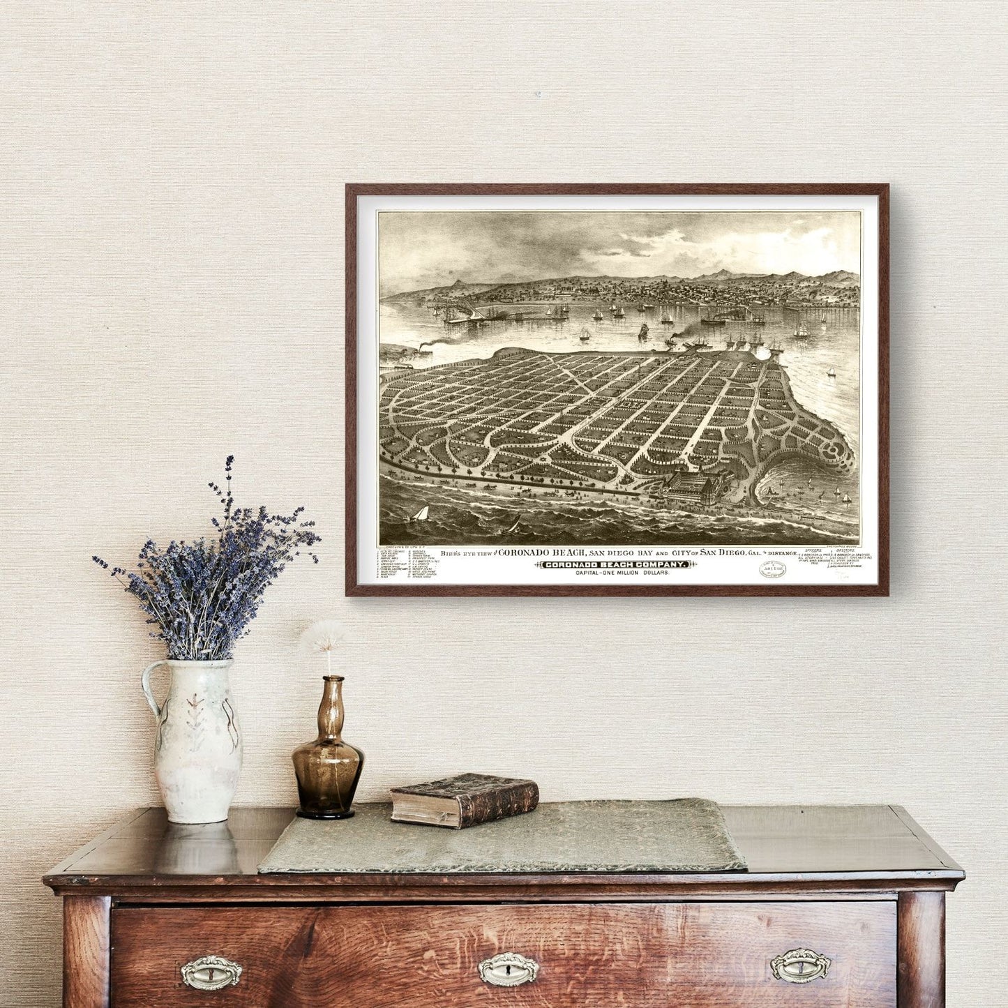 Vintage Map of San Diego, California 1880