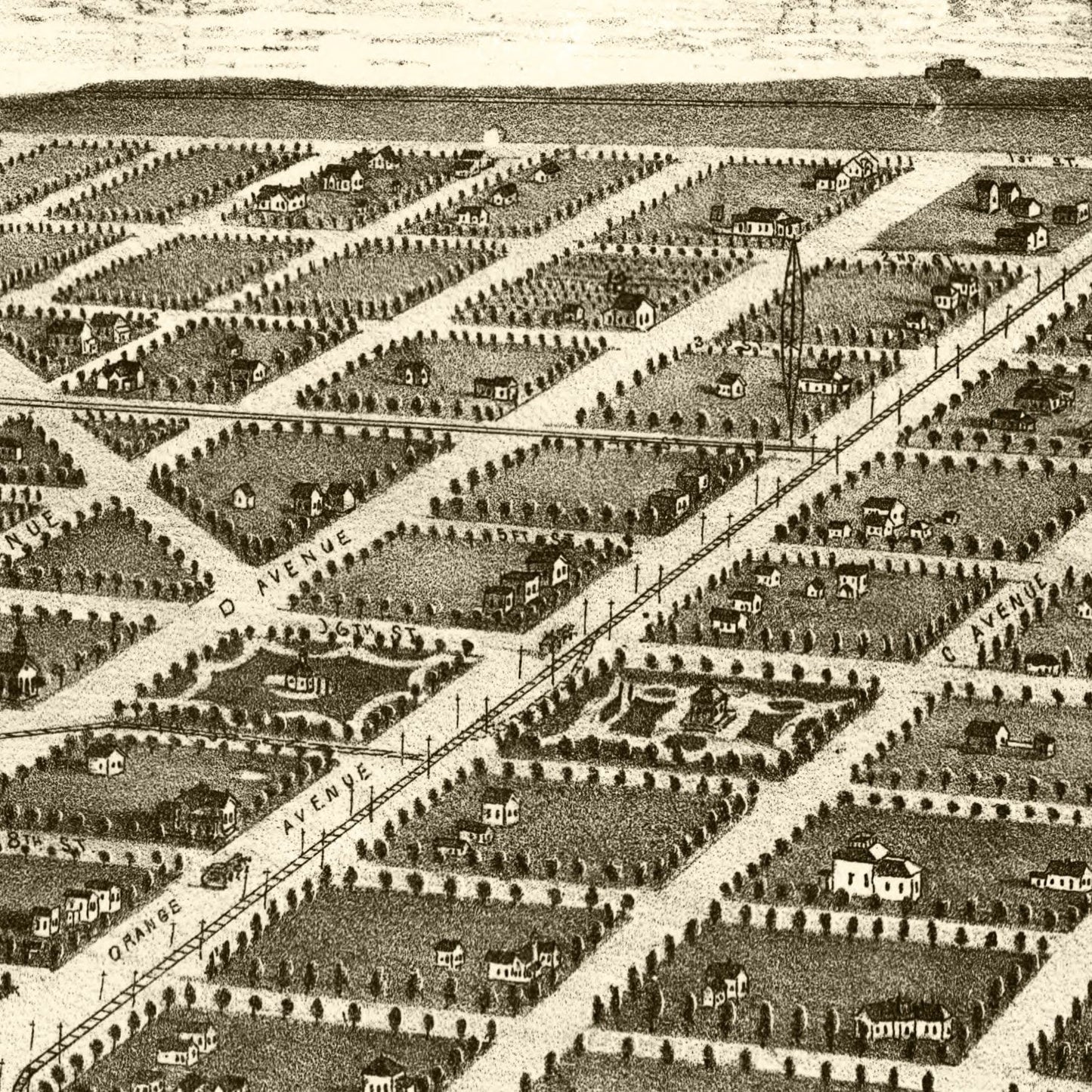 Vintage Map of San Diego, California 1880