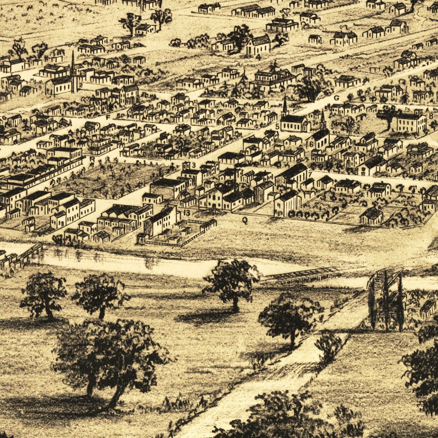 Vintage Map of Healdsburg, California 1876