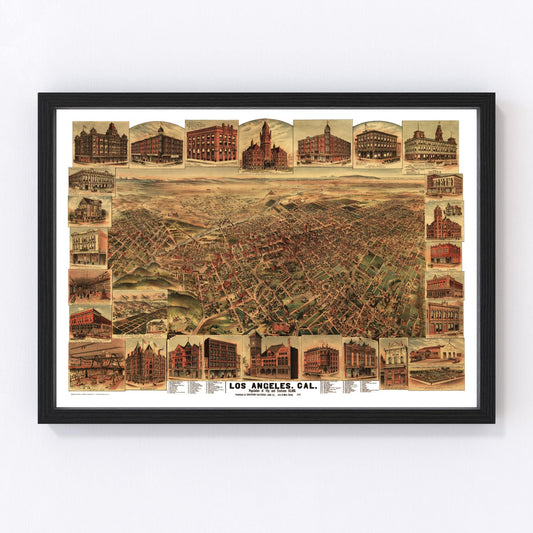 Vintage Map of Los Angeles, California 1891
