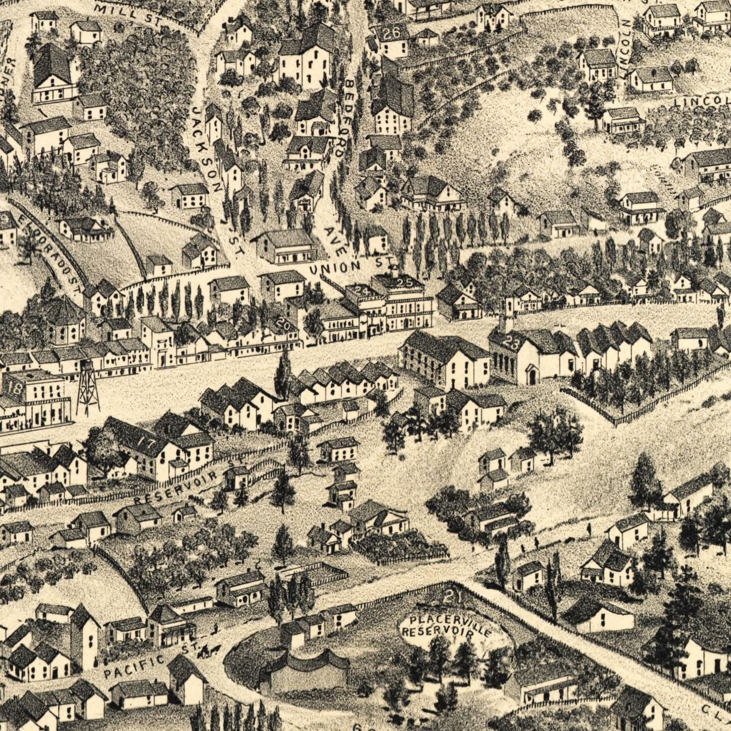 Vintage Map of Placerville, California 1888