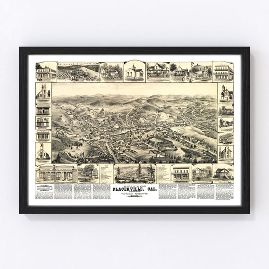 Vintage Map of Placerville, California 1888