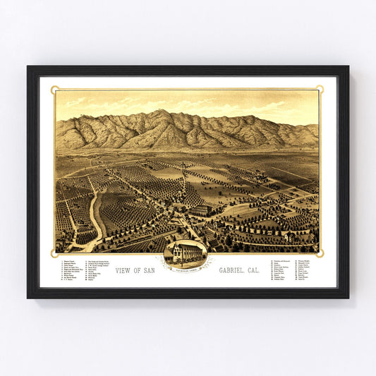 Vintage Map of San Gabriel, California 1893