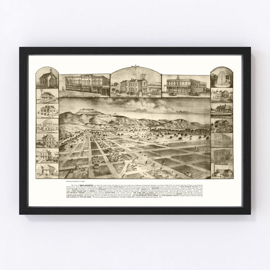 Vintage Map of San Jacinto, California 1886
