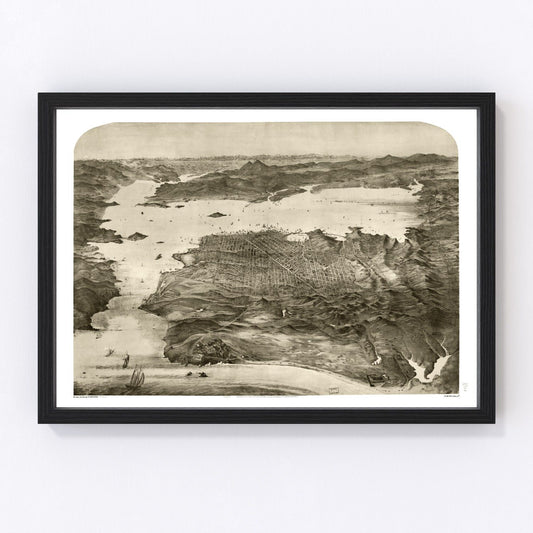 Vintage Map of San Francisco, California 1868
