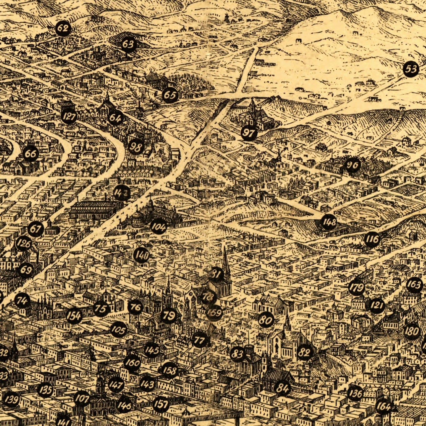 Vintage Map of San Francisco, California 1875