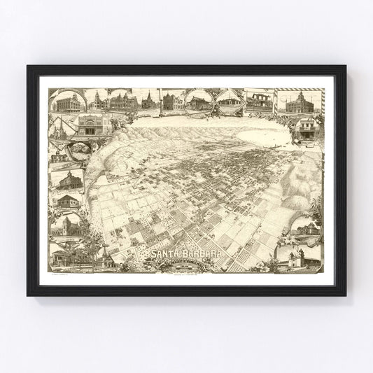 Vintage Map of Santa Barbara, California 1898