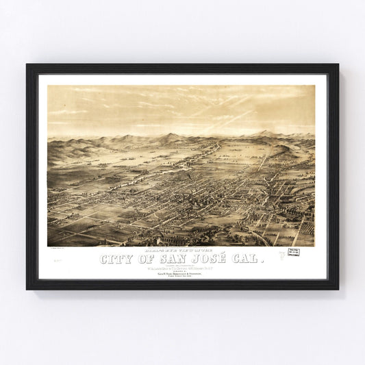 Vintage Map of San Jose, California 1869