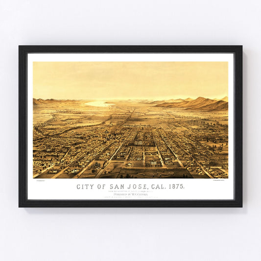 Vintage Map of San Jose, California 1875