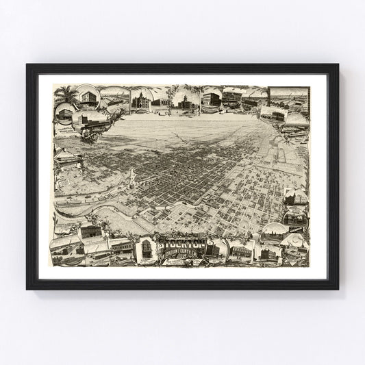 Vintage Map of Stockton, California 1890