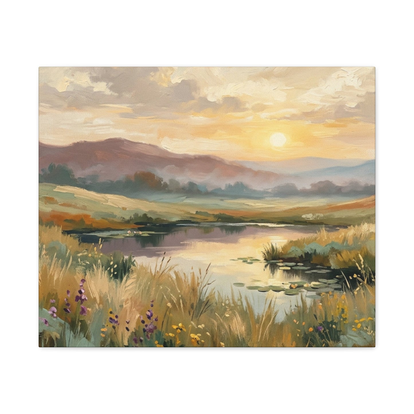 Sunset Meadow Canvas Wall Art — Stretched Matte Landscape Print