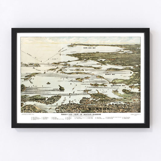 Vintage Map of Boston Harbor, Massachusetts 1920