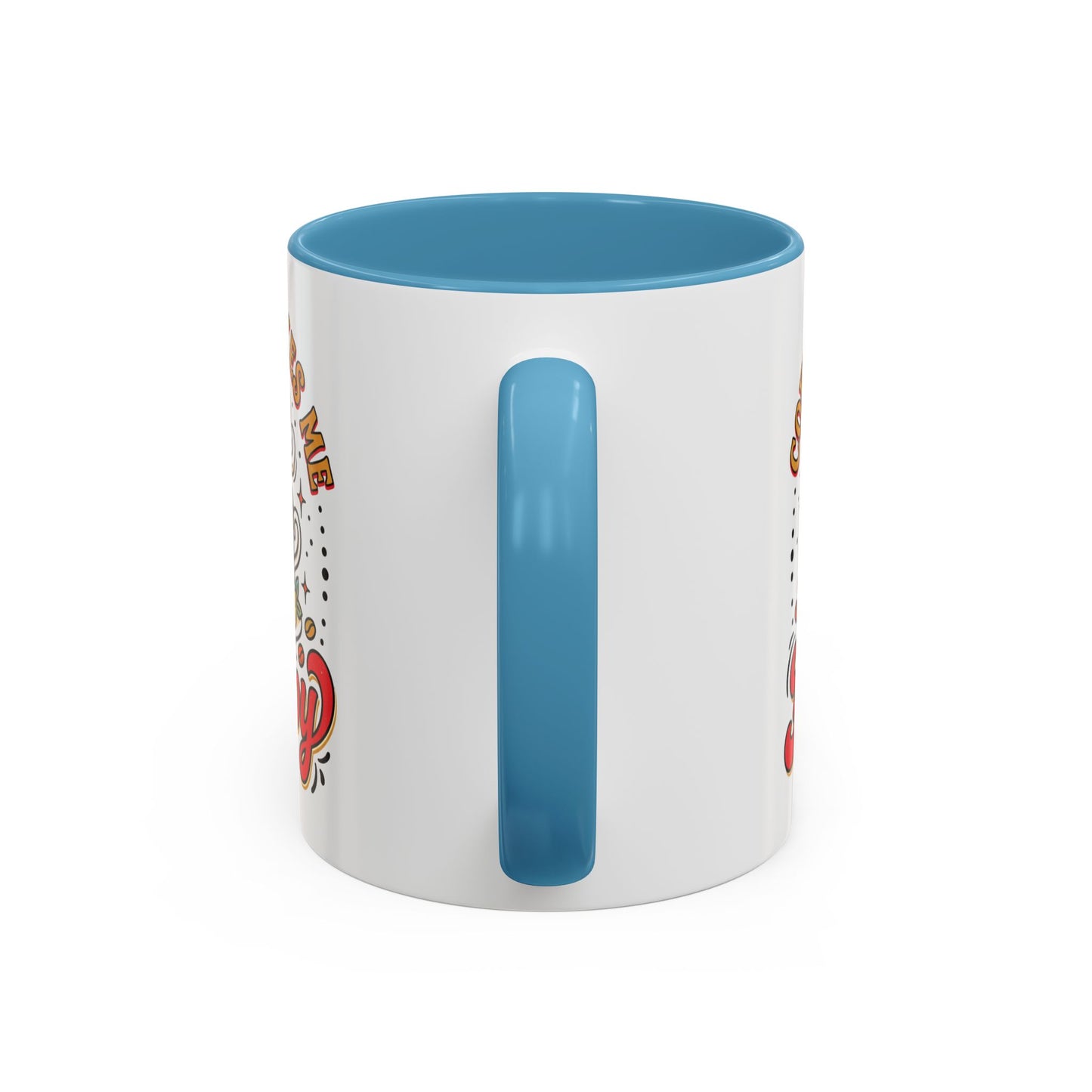 Coffee Mug — "Coffee Makes Me Happy" Cute Retro Accent Mug (11/15oz)