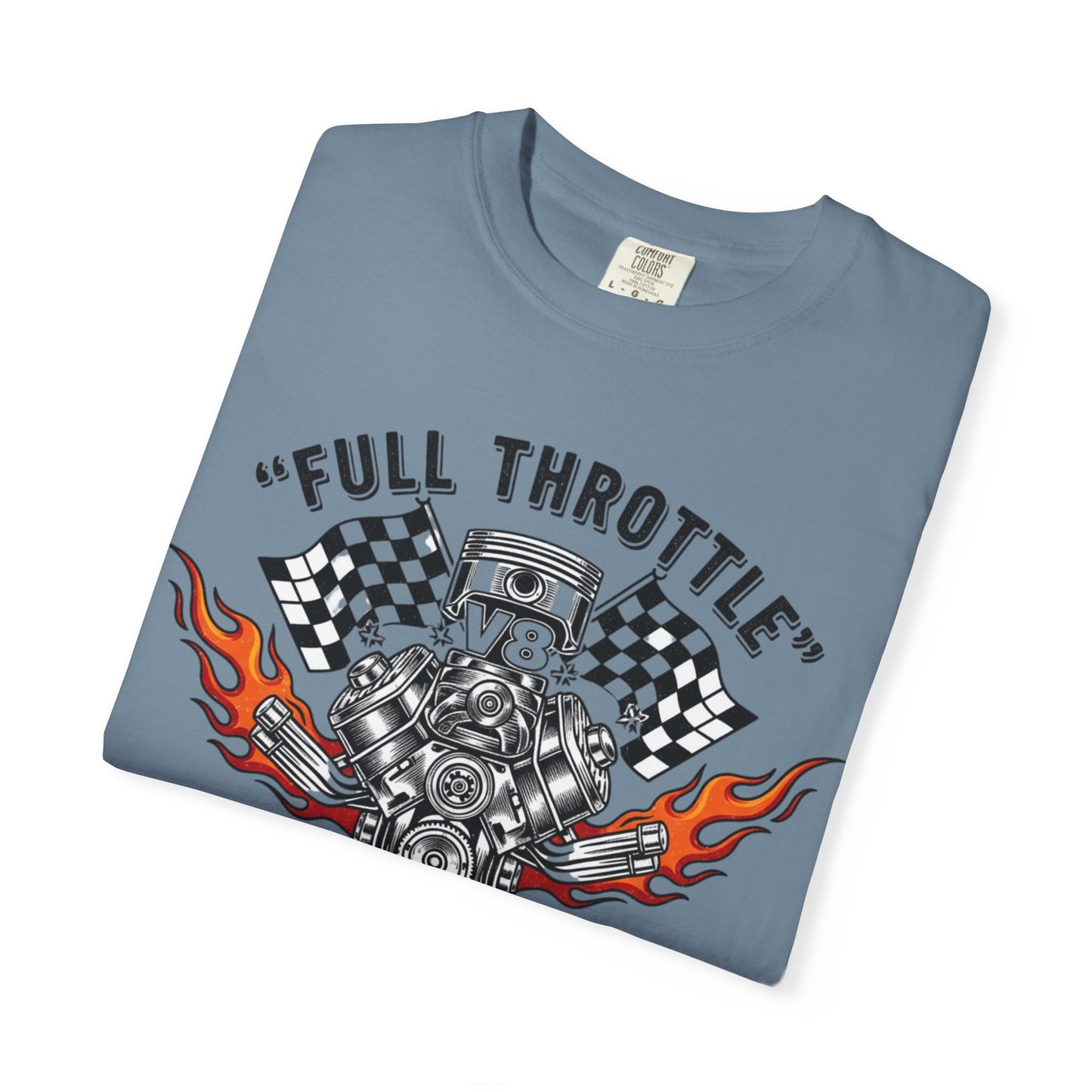 Full Throttle V8 Engine T-shirt | Racing Flags, Flames