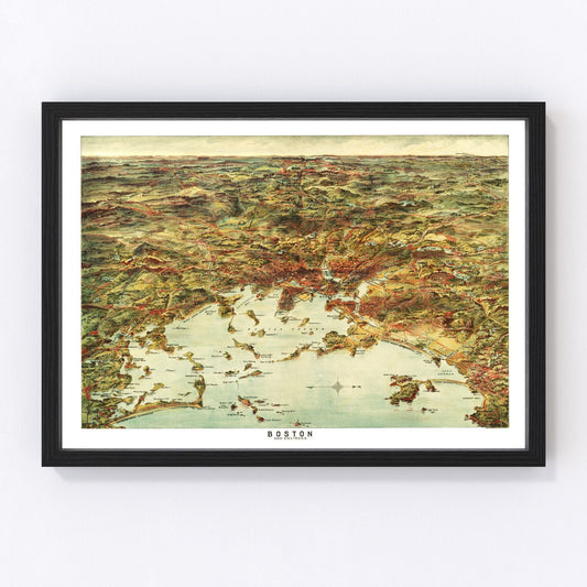 Vintage Map of Boston, Massachusetts 1905