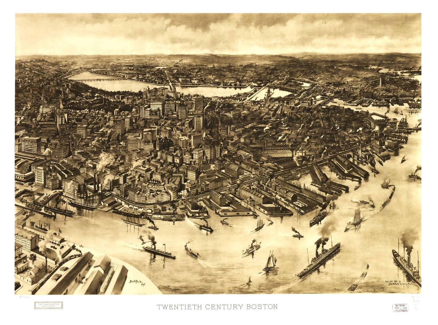 Vintage Map of Boston, Massachusetts 1905