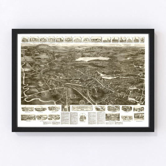 Vintage Map of Canton, Massachusetts 1918