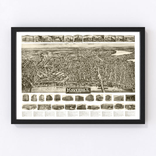 Vintage Map of Haverhill, Massachusetts 1914