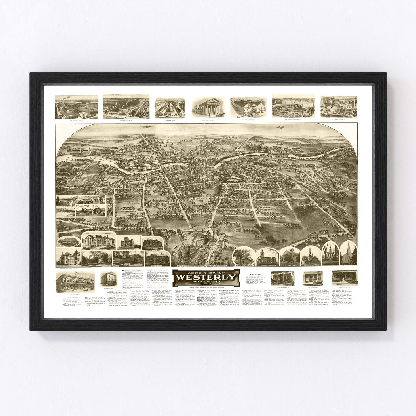 Vintage Map of Westerly, Rhode Island 1911