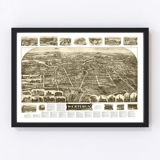 Vintage Map of Westerly, Rhode Island 1911