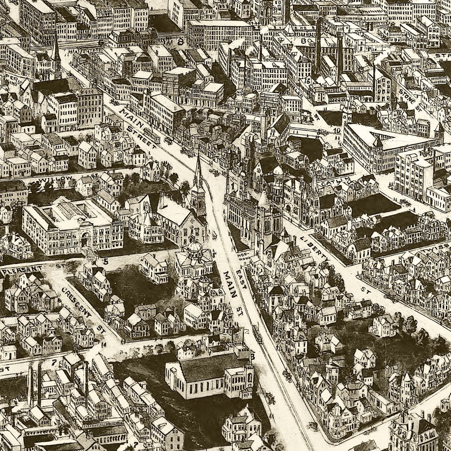 Vintage Map of Meriden, Connecticut 1918