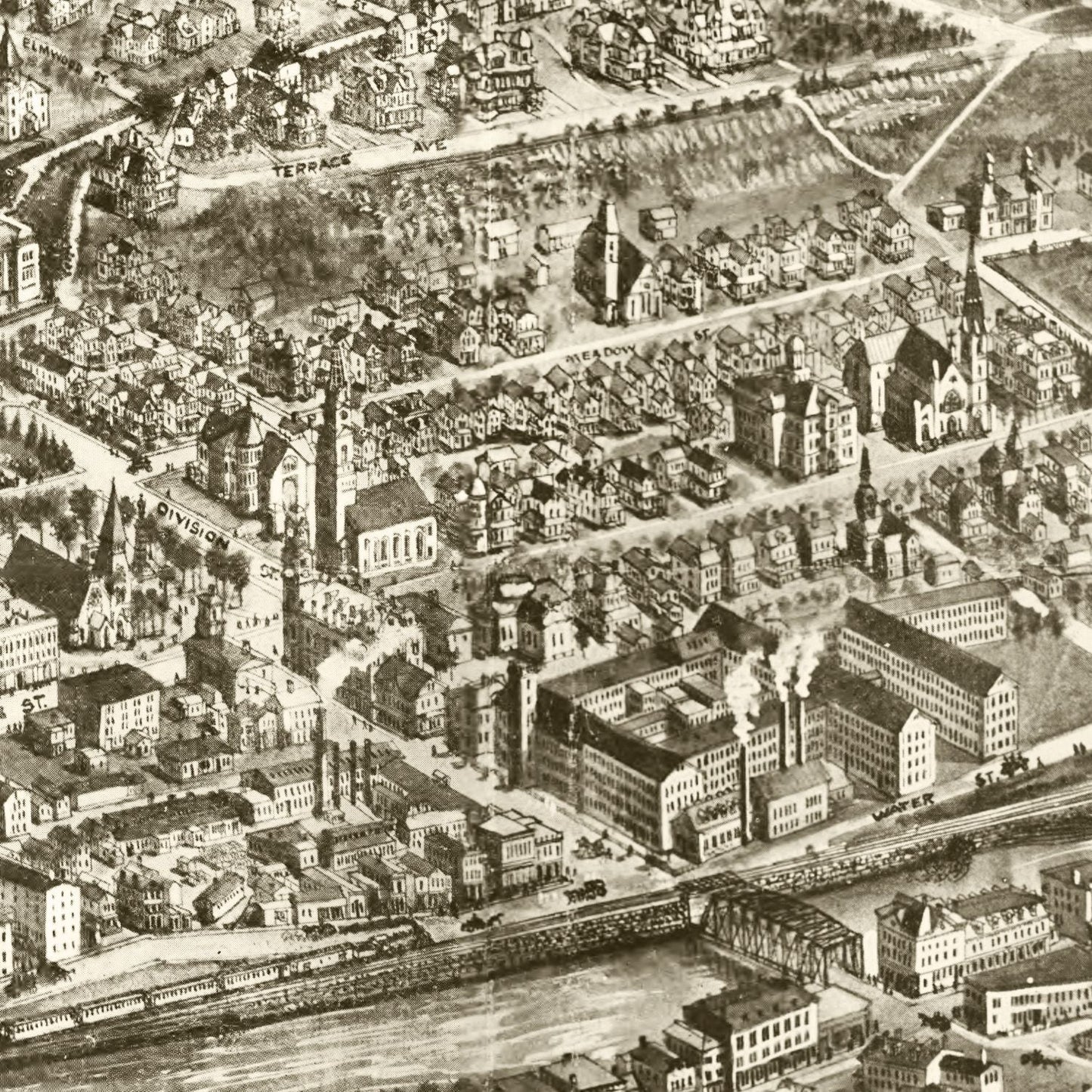 Vintage Map of Naugatuck, Connecticut 1906