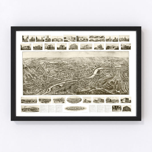 Vintage Map of Naugatuck, Connecticut 1906
