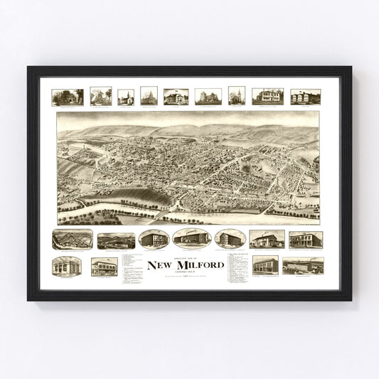 Vintage Map of New Milford, Connecticut 1906