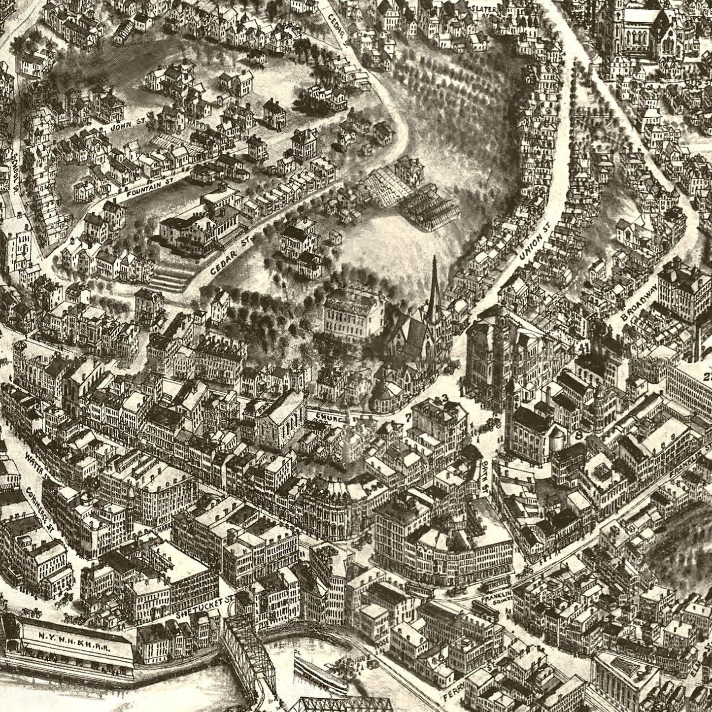 Vintage Map of Norwich, Connecticut 1912