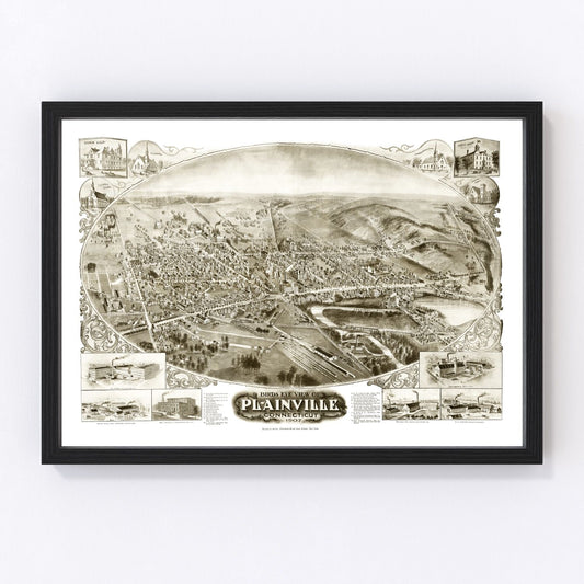 Vintage Map of Plainville, Connecticut 1907