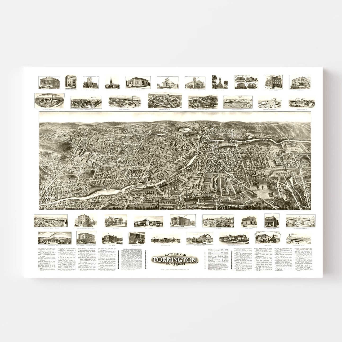 Vintage Map of Torrington, Connecticut 1907