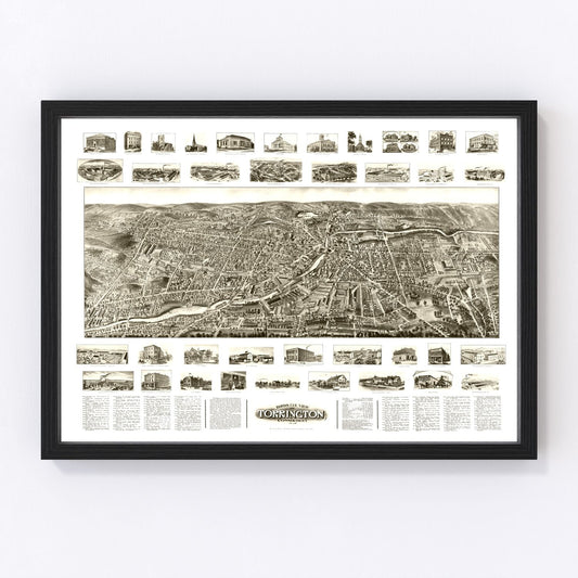 Vintage Map of Torrington, Connecticut 1907