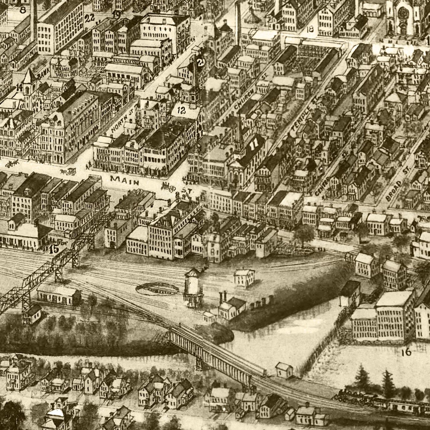 Vintage Map of Willimantic, Connecticut 1909