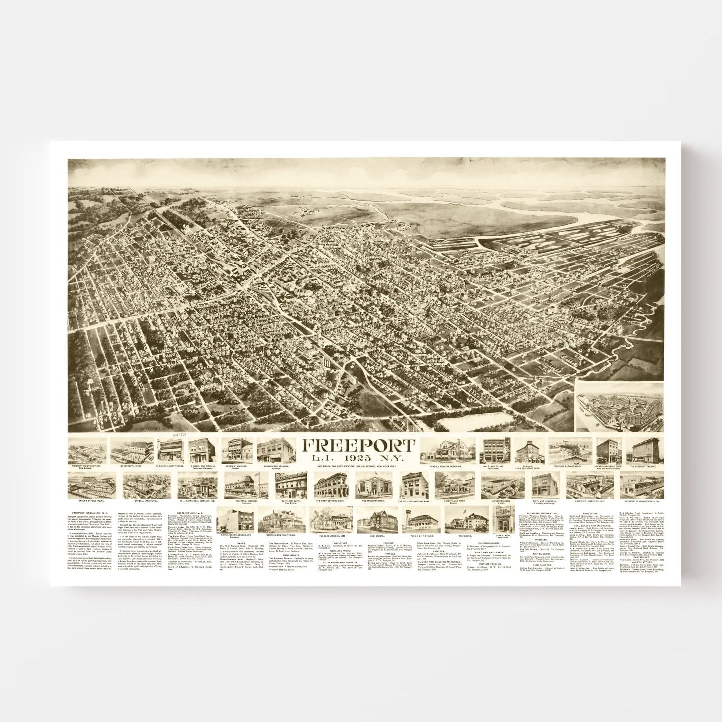 Vintage Map of Freeport, New York 1925