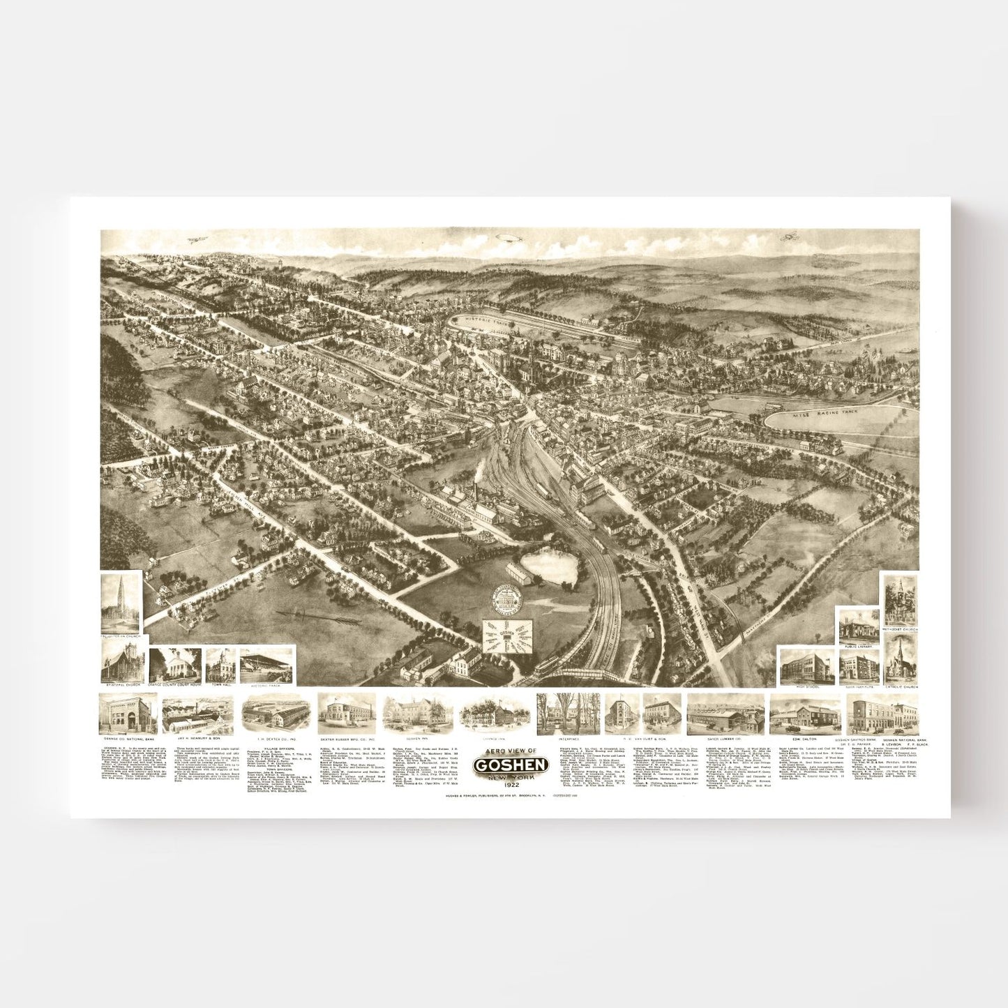 Vintage Map of Goshen, New York 1922