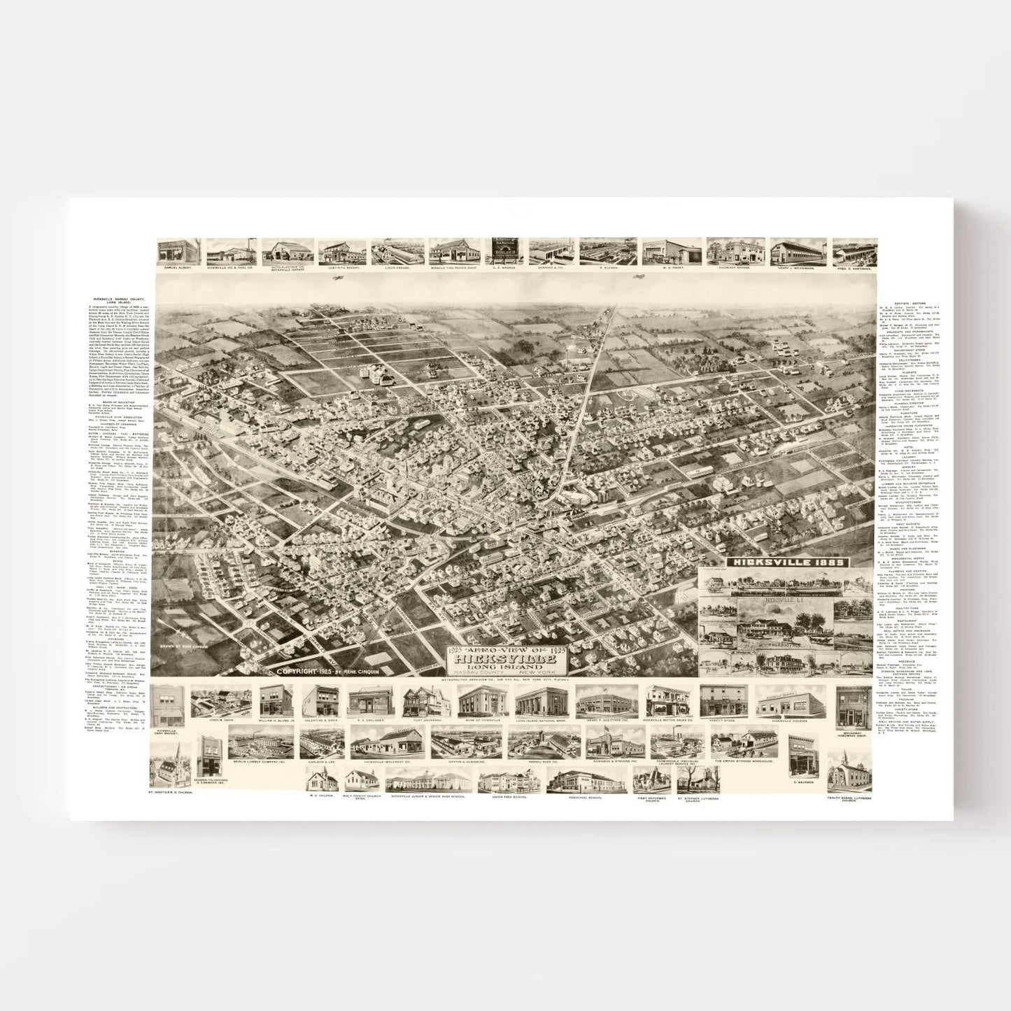 Vintage Map of Hicksville, New York 1925
