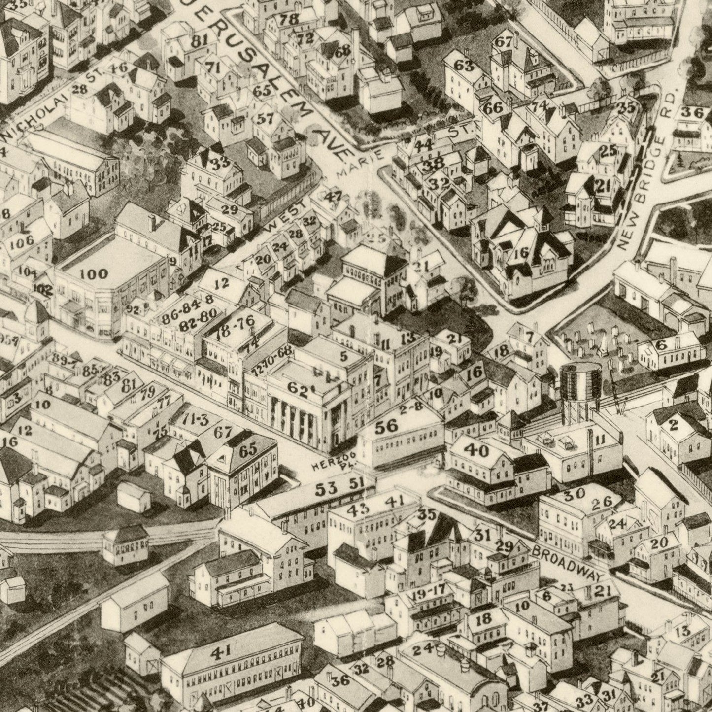 Vintage Map of Hicksville, New York 1925