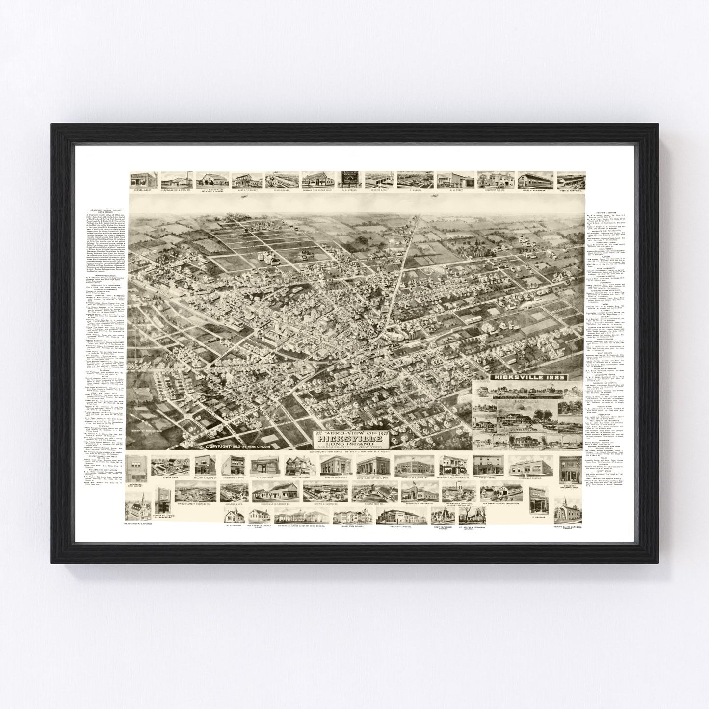 Vintage Map of Hicksville, New York 1925