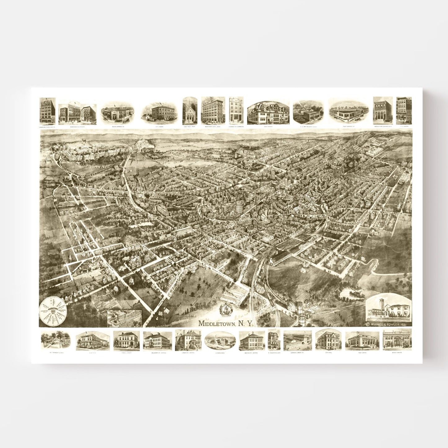 Vintage Map of Middletown, New York 1921