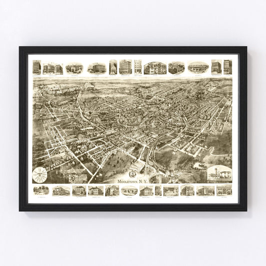 Vintage Map of Middletown, New York 1921