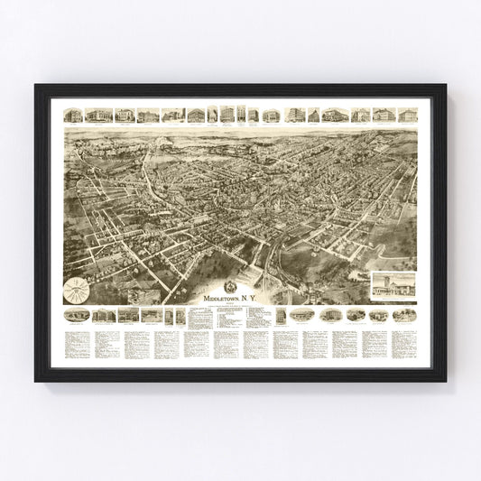 Vintage Map of Middletown, New York 1922