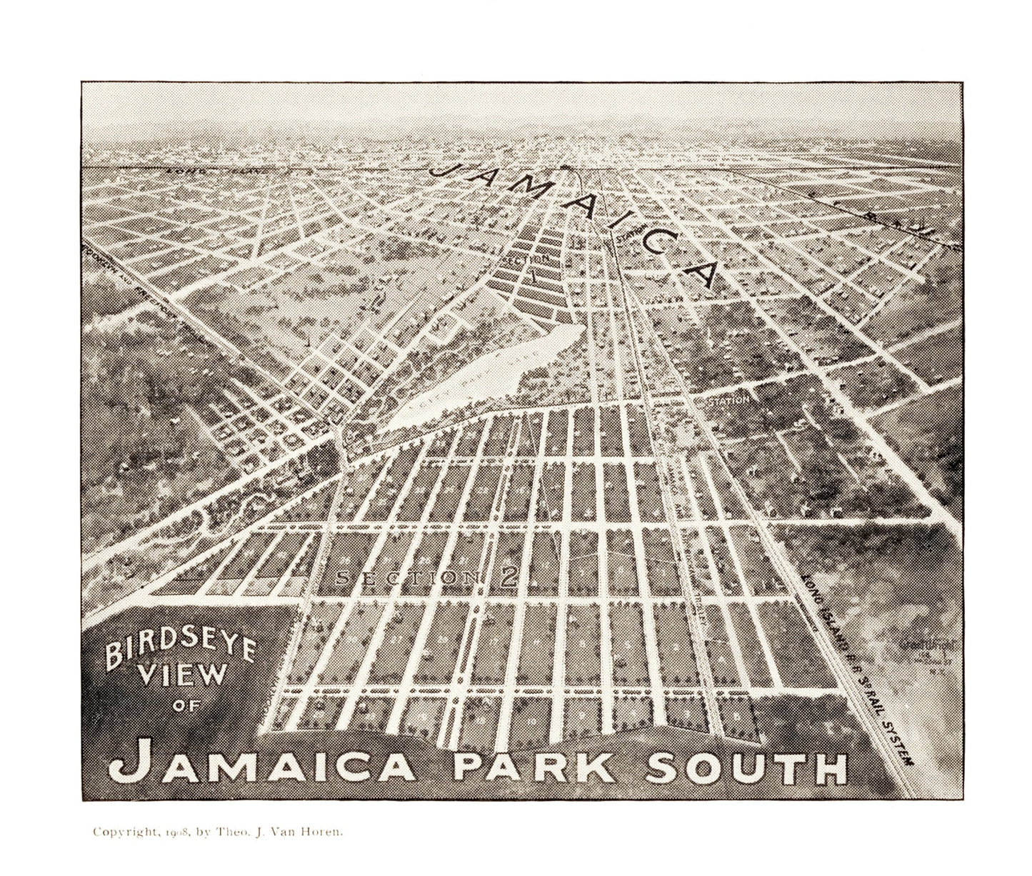 Vintage Map of Jamaica, New York 1908