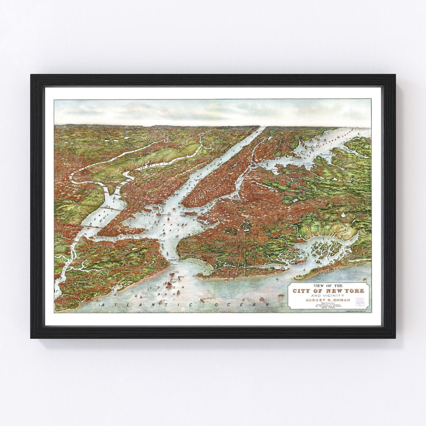 Vintage Map of New York City, New York 1907