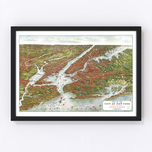 Vintage Map of New York City, New York 1907
