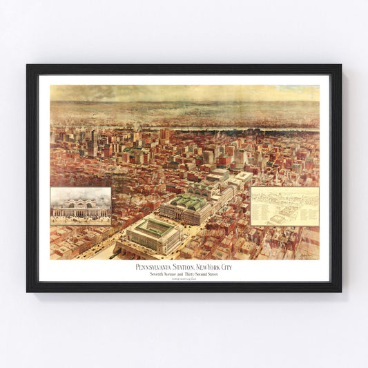 Vintage Map of New York City, New York 1910