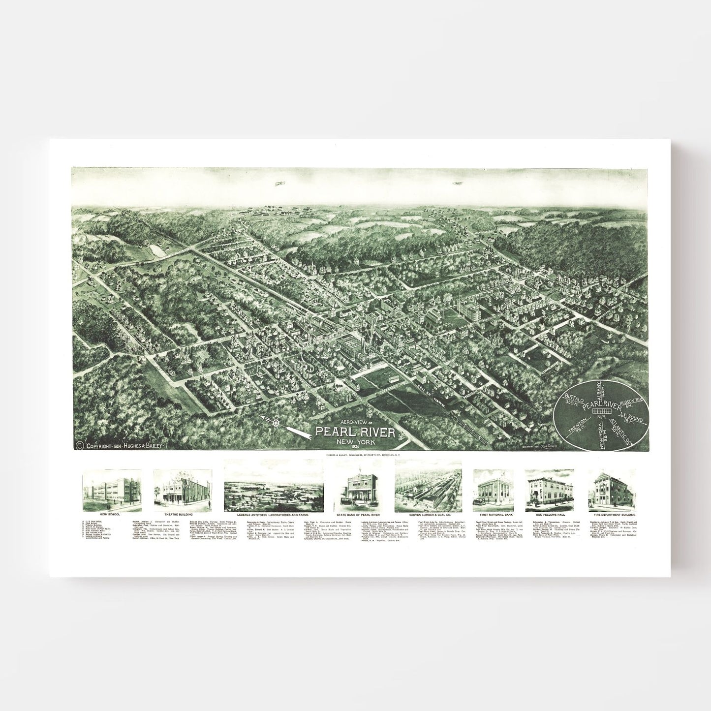Vintage Map of Pearl River, New York 1924