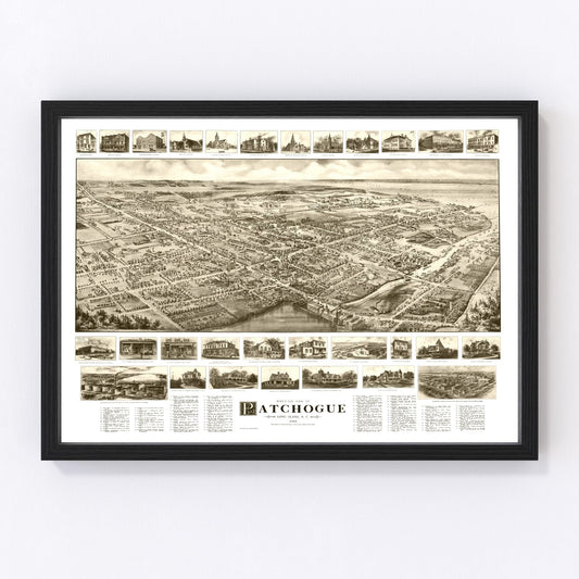 Vintage Map of Patchogue, New York 1905