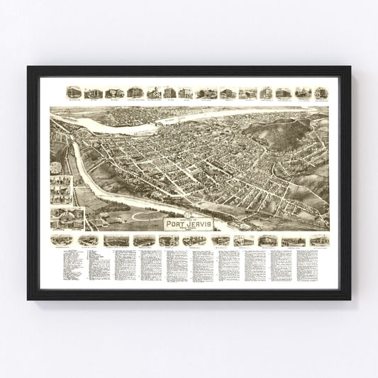 Vintage Map of Port Jervis, New York 1920