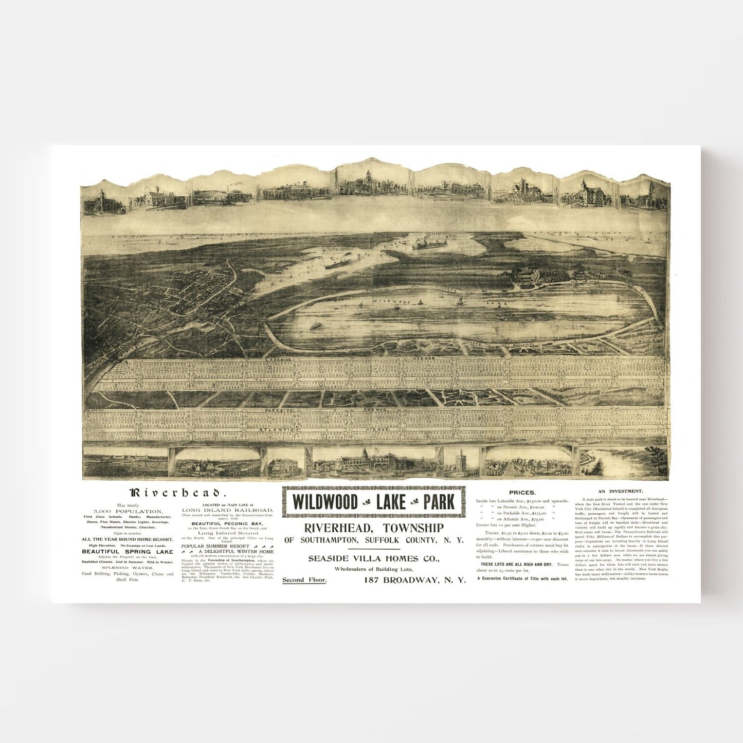 Vintage Map of Riverhead, New York 1903