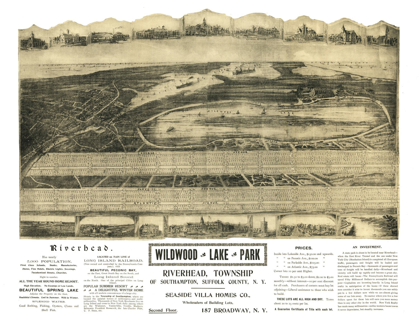 Vintage Map of Riverhead, New York 1903